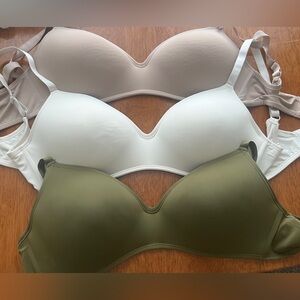 Women's Intimates Set of 3 - Cream, White, and Tan Bras 36 DD